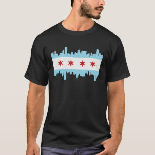 Chicago Illinois USA Skyline Silhouette Outline Sk T-Shirt