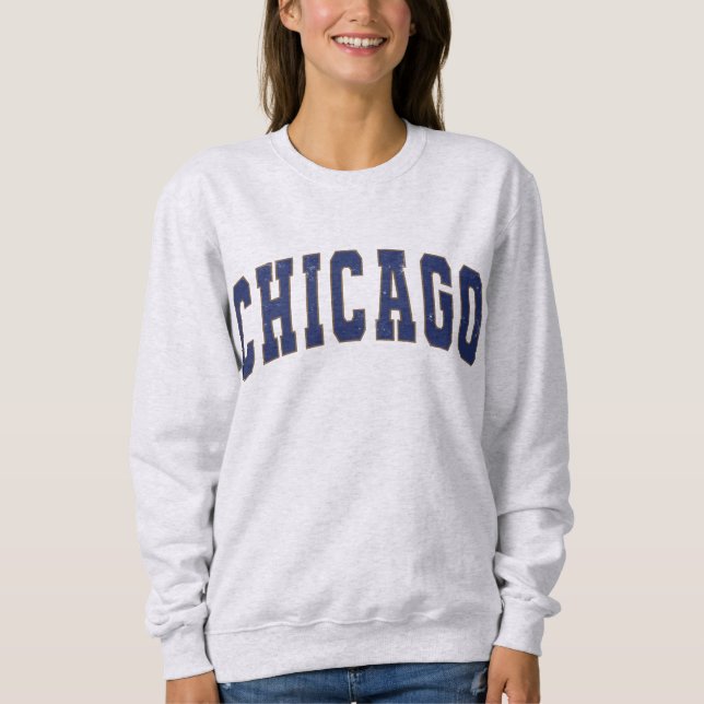 Chicago Illinois Vintage College Style Sweatshirt (Front)