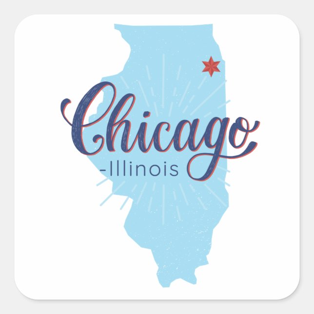 Chicago Illinois Vintage Map   Square Sticker (Front)