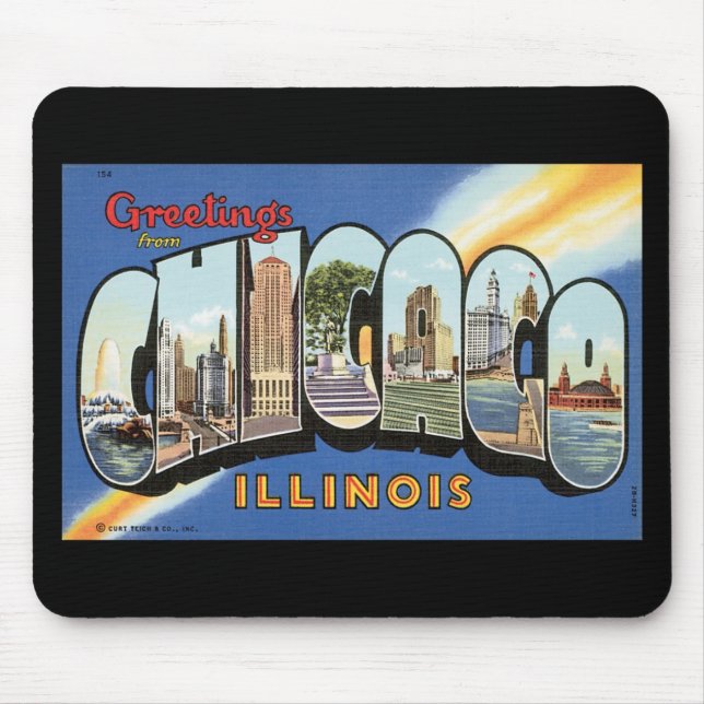 Chicago Illinois Vintage Postcard Mouse Pad (Front)