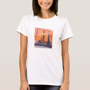 Chicago Illinois Vintage Skyline City Logo T-Shirt