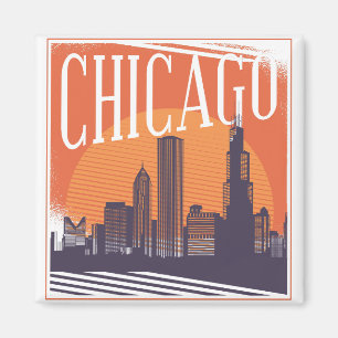 Chicago Illinois Vintage Skyline  Magnet