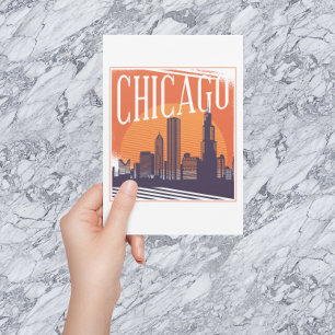 Chicago Illinois Vintage Skyline   Postcard