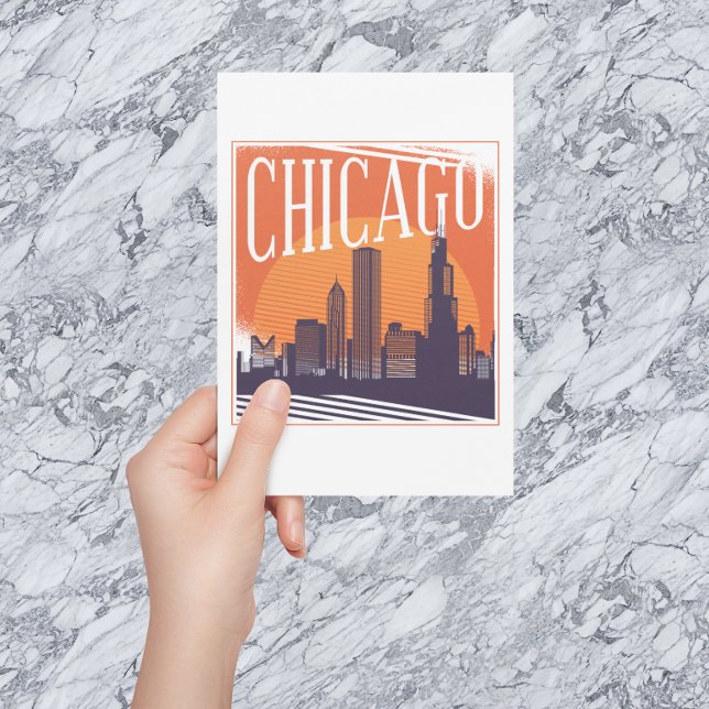 Chicago Illinois Vintage Skyline   Postcard (chicago illinois skyline postcard)