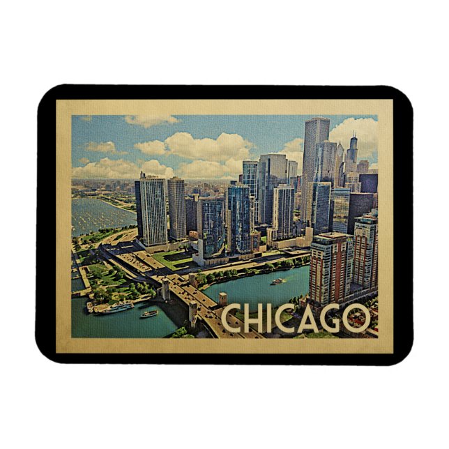 Chicago Illinois Vintage Travel Magnet (Horizontal)