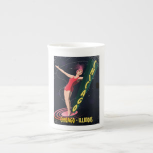 Chicago Illinois vintage TRAVEL POSTER Bone China Mug