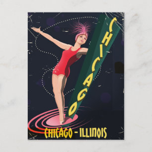 Chicago Illinois vintage TRAVEL POSTER Postcard
