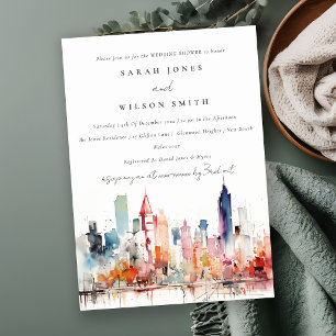 Chicago Illinois Watercolor Scape Wedding Shower Invitation