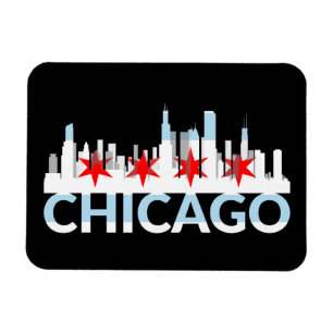 Chicago Illinois Windy City 4 Stars Chi Town Logo Magnet