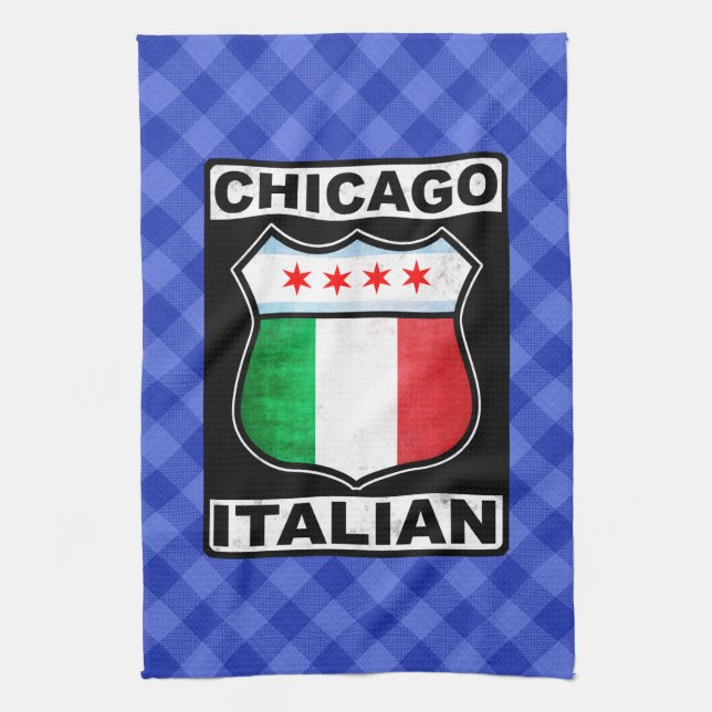 Chicago Italian American   Tea Towel (Vertical)