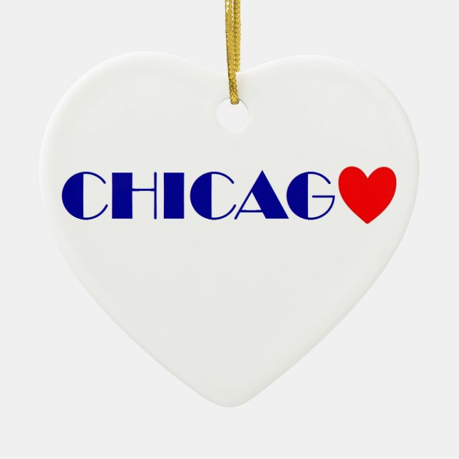 chicago j'aime ceramic tree decoration (Front)
