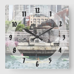 Chicago - Kayaking on the Chicago River Square Wall Clock