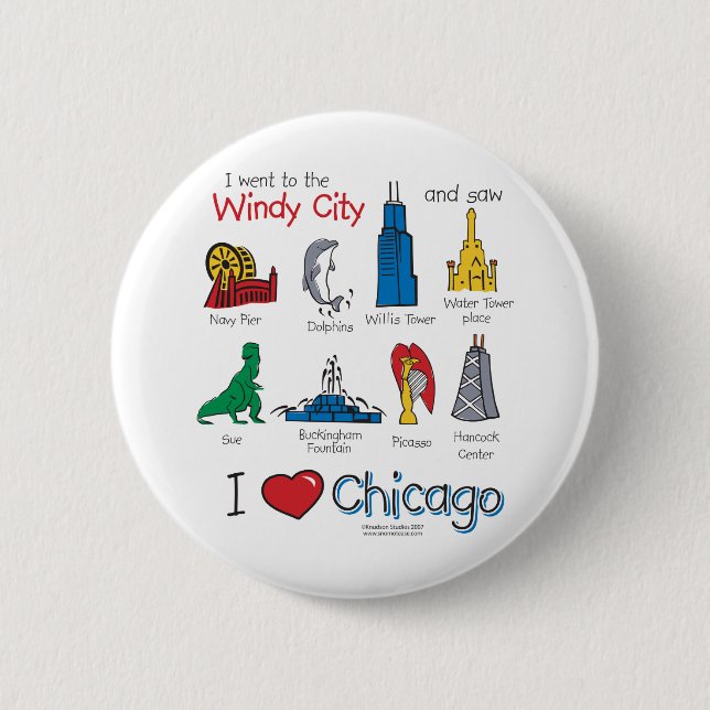 Chicago--kids-Icons-NEW-[Co 6 Cm Round Badge (Front)