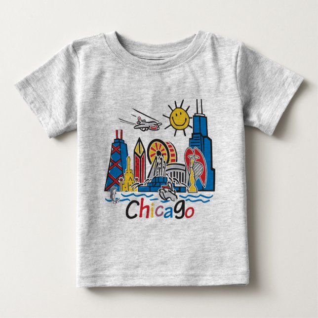 Chicago Kids Skyline Baby T-Shirt (Front)