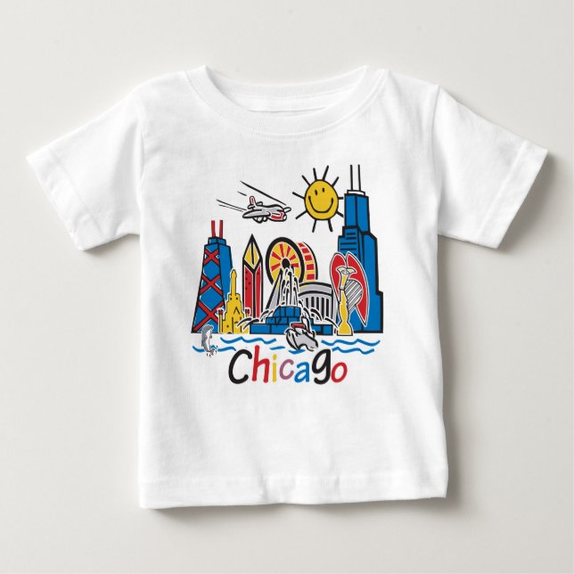 Chicago Kids Skyline Baby T-Shirt (Front)