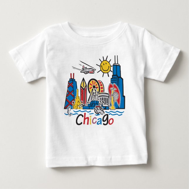 Chicago Kids Skyline Baby T-Shirt (Front)