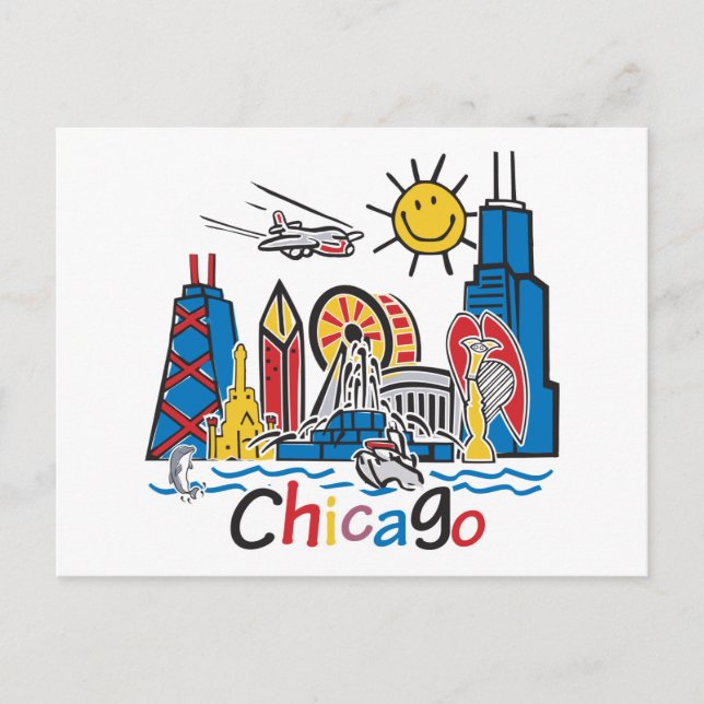 Chicago Kids Skyline Postcard (Front)