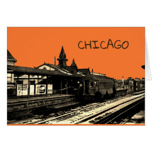 Chicago L 1950 Watercolor Sepia Photograph Subway