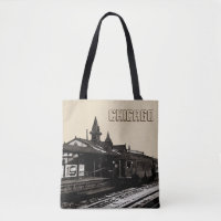 Chicago L 1950 Watercolor Sepia Photograph Subway