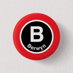 Chicago L Berwyn Red Line 3 Cm Round Badge