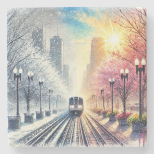 Chicago 'L' Train Seasonal Stone Coaster