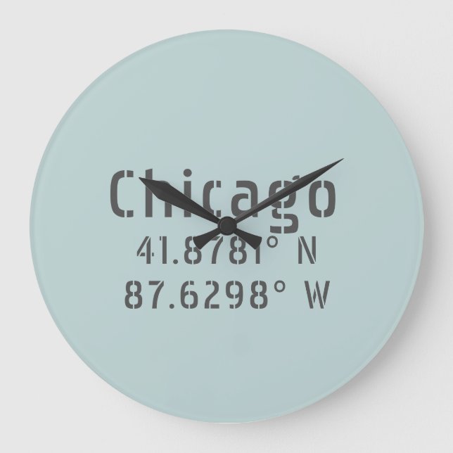 Chicago Latitude Longitude Large Clock (Front)
