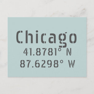 Chicago Latitude & Longitude Postcard