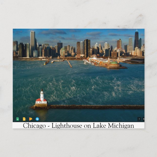 Chicago -- Lighthouse on Lake Michigan Postcard (Front)