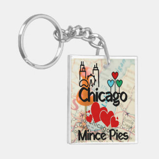 Chicago Loves Mince Pies Cityscape Key Ring