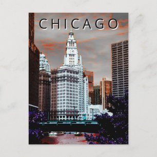 Chicago LT Wind City Watercolor Vintage Art Postcard