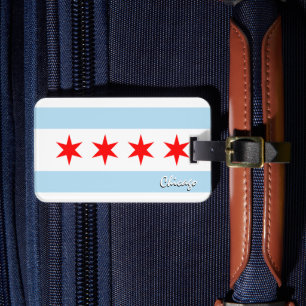Chicago Luggage Tags, patriotic Chicago Flag Luggage Tag