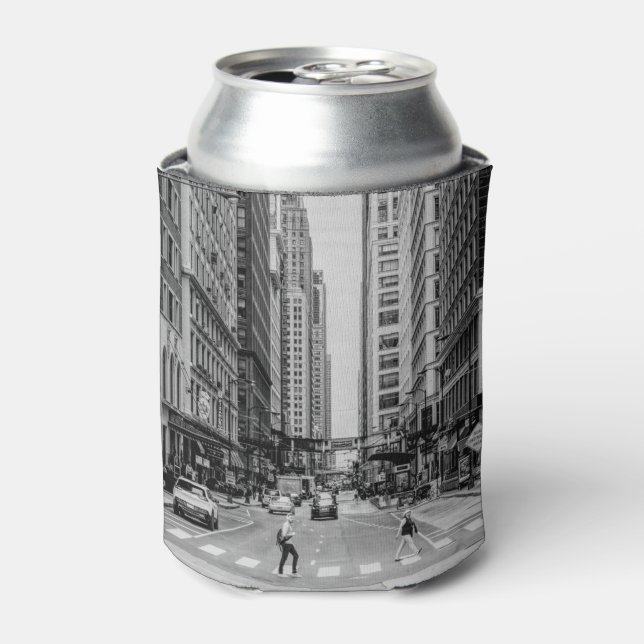 Chicago Madison Street Grayscale Can Cooler (Can Front)