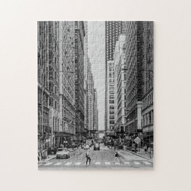 Chicago Madison Street Grayscale Jigsaw Puzzle (Vertical)