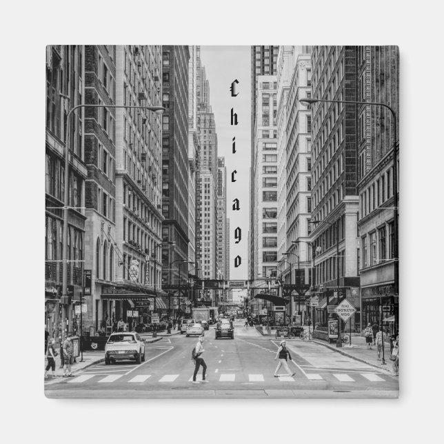 Chicago Madison Street Grayscale Magnet (Front)