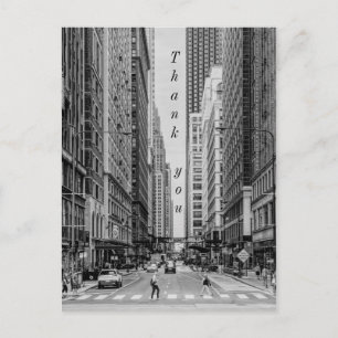 Chicago Madison Street Grayscale Thank You Postcard