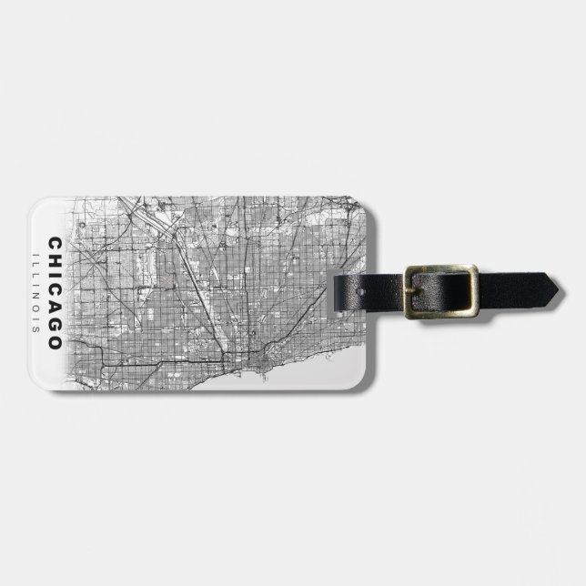 Chicago Map Luggage Tag (Front Horizontal)