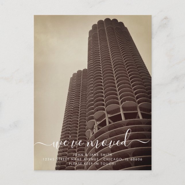 Chicago Marina Towers Moving Announcement Postcard (Front)
