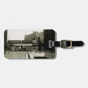 CHICAGO MERCHANDISE MART TROLLEY TRAIN WATERCOLOR LUGGAGE TAG
