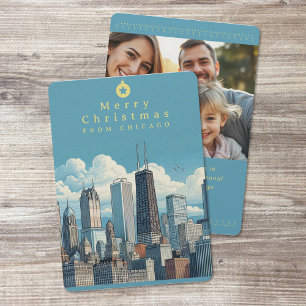 Chicago Merry Christmas Photo Flat Holiday Card