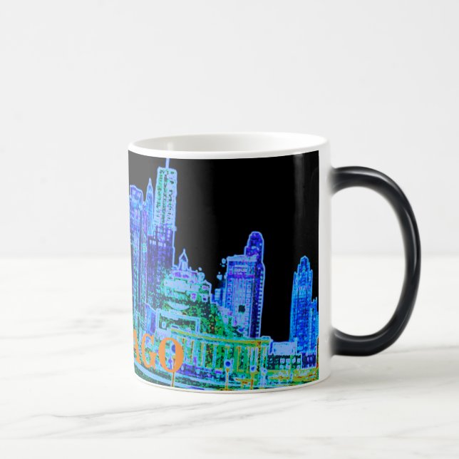 Chicago Michigan Avenue 1940's Art Colour Neon Magic Mug (Right)