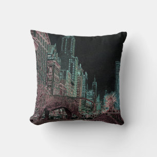 CHICAGO MICHIGAN AVENUE @ ART MUSEUM 1967 NEON CUSHION