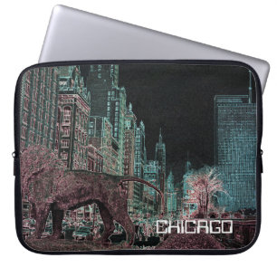 CHICAGO MICHIGAN AVENUE @ ART MUSEUM 1967 NEON LAPTOP SLEEVE