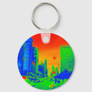 Chicago Michigan Avenue @ Night 1967 Neon Colourfu Key Ring