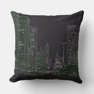 Chicago Michigan Avenue @ Night 1967 Neon Colourfu Outdoor Cushion