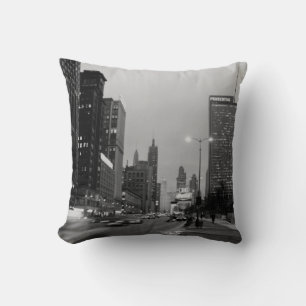 Chicago Michigan Avenue @ Night 1967 Windy City Cushion