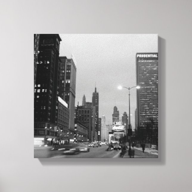 Chicago Michigan Avenue @ Night March 6, 1967 Canvas Print (Front)