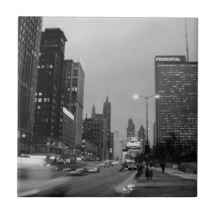 Chicago Michigan Avenue @ Night March 6, 1967 Tile