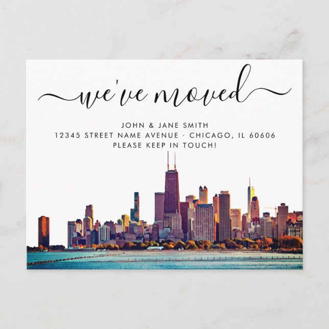 Chicago Moving Announcement Postcard (Front)
