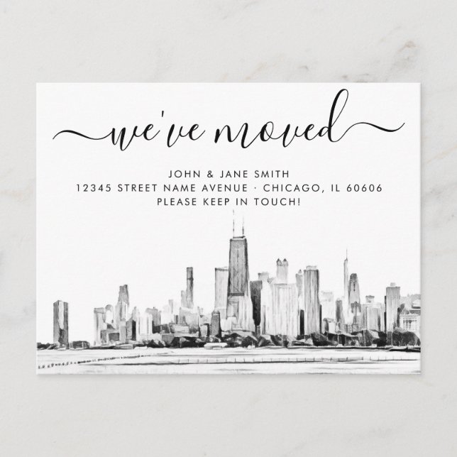 Chicago Moving Announcement Postcard (Front)