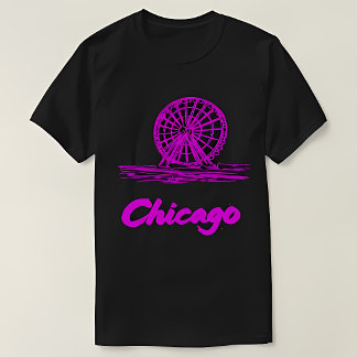 Chicago Navy Pier Ferris Wheel Neon Pink T-Shirt